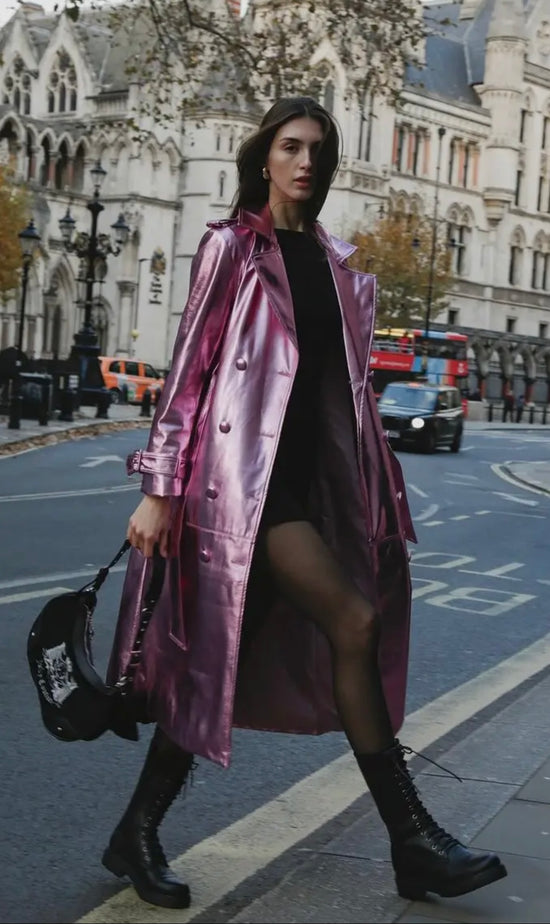 Metallic Pink Trench Coat