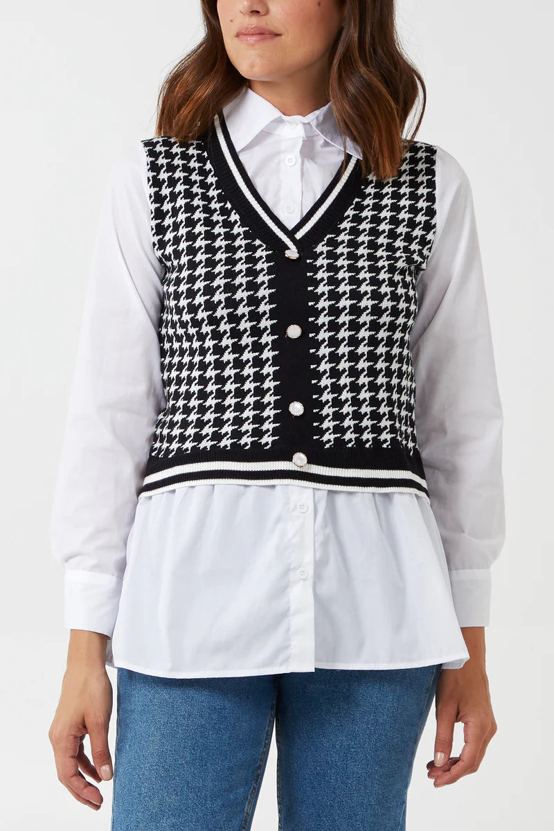 Knitted style vest with undershirt