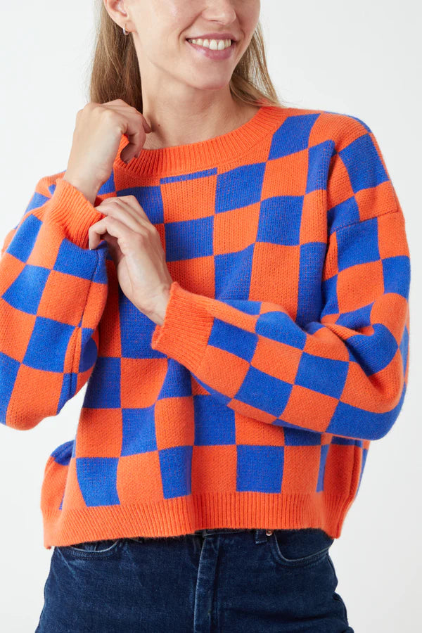 Orange blue outlet sweater