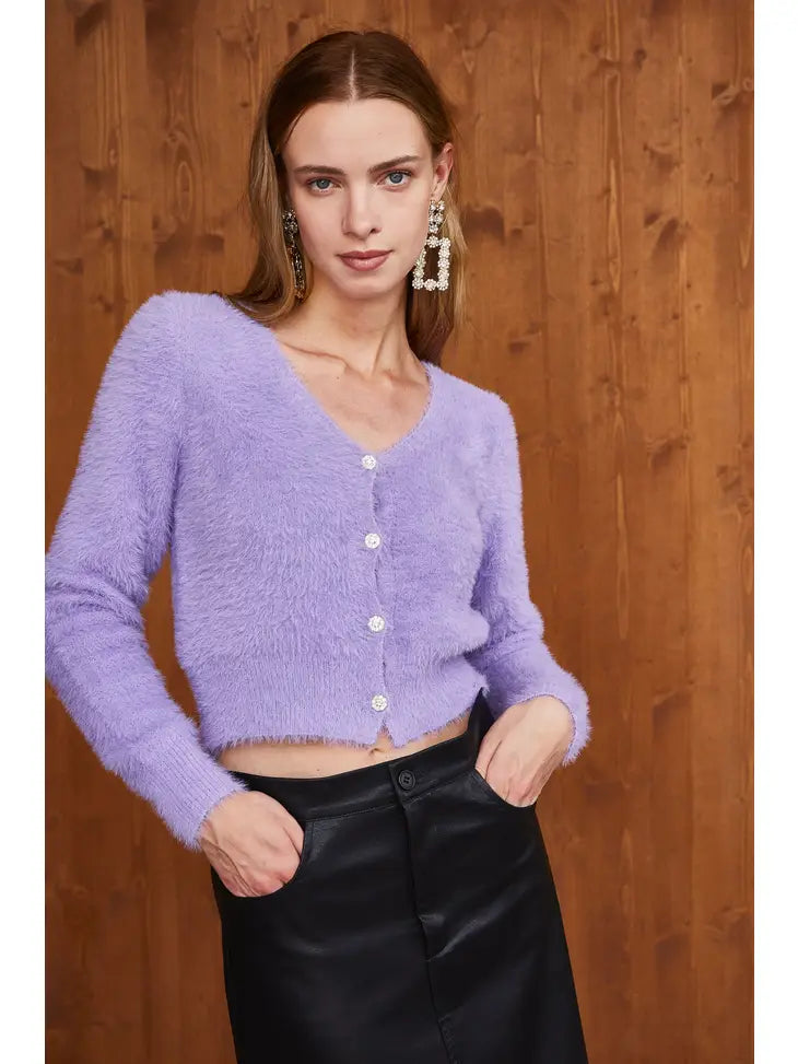 Lilac crop outlet cardigan